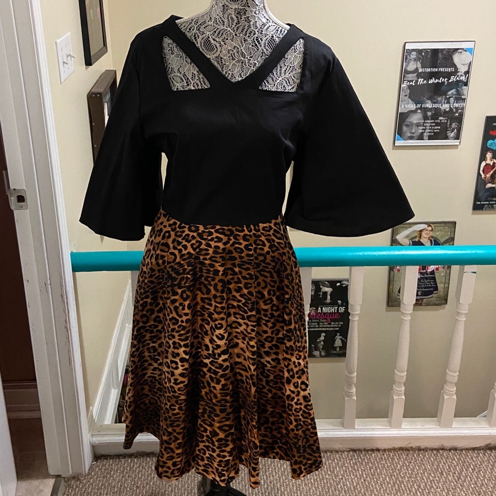 Vivacious Vixen Apparel Sz 3X Black/Leopard Dress - Picture 1 of 3